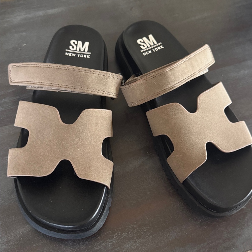 New Steve Madden New York Taupe Moana Slide Sandals